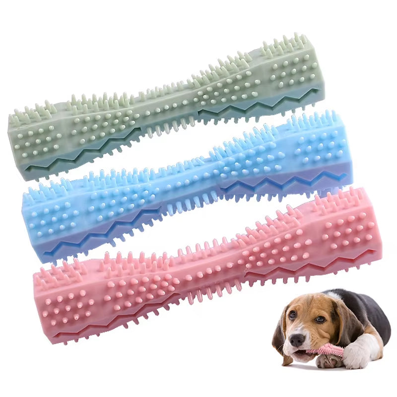 Durable Dog Chew Toy Stick Dog Toothbrush Soft Rubber Tooth Cleaning Point Massage Toothpaste Pet Molar Teeth Cleaning Tool