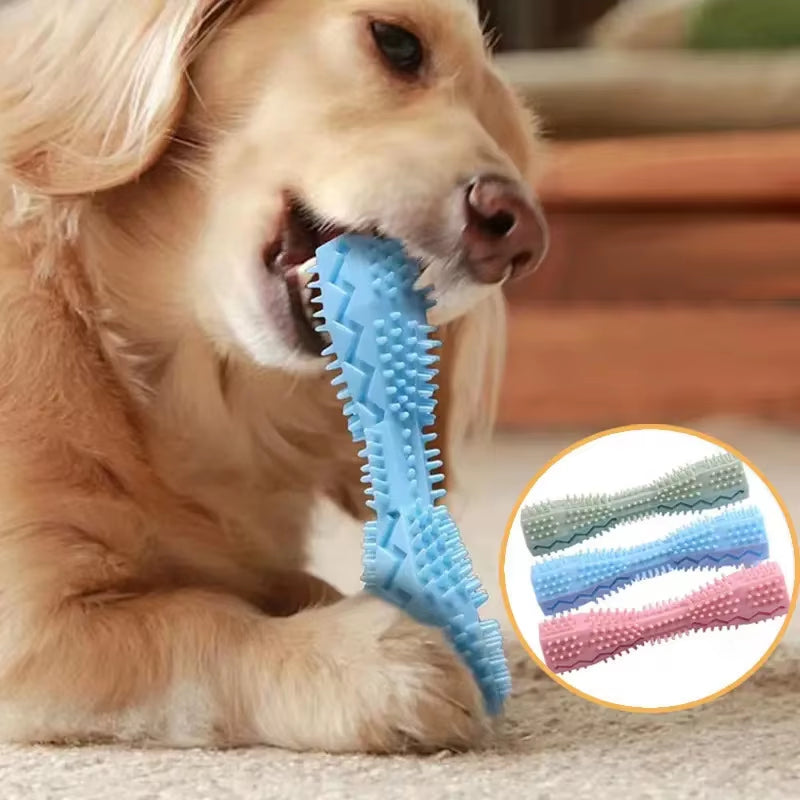 Durable Dog Chew Toy Stick Dog Toothbrush Soft Rubber Tooth Cleaning Point Massage Toothpaste Pet Molar Teeth Cleaning Tool